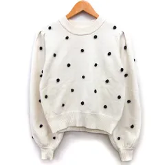 エムズエキサイト ems excite セーター ニット ショート丈 ドット 柄 装飾 切替リブ ボリューム袖 長袖 丸首 F ライトベージュ /HT21