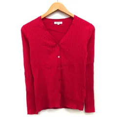 プラステ PLST リブニット カーディガン シンプル 長袖 Vネック M ショッキングピンク /HT28