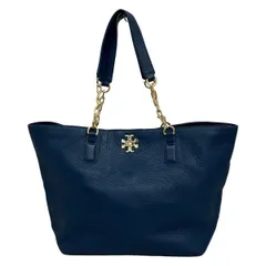 TORY BURCH(トリーバーチ) トートバッグ - ネイビー チェーンショルダー レザー