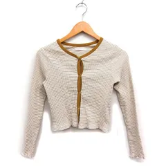 レトロガール RETRO GIRL リブ ニット カーディガン ボーダー クロップド丈 コットン 綿 F マスタード 黄 /FT35