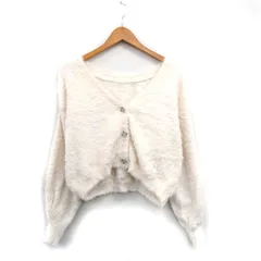 ページボーイ PAGE BOY シャギーニット カーディガン 長袖 Vネック シンプル F アイボリー 白 /KT24