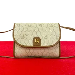 極 美品 Christian Dior ディオール ハニカム 柄 ロゴ レザー 本革 ミニ ショルダーバッグ ポシェット ブラウン アイボリー 94539