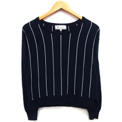 ロペピクニック ROPE Picnic セーター ニット ショート丈 ストライプ 柄 切替リブ 長袖 丸首 綿混 38 ネイビー 紺 /HT30