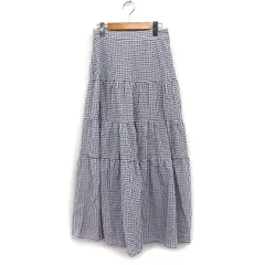 ヘザー Heather ギンガムチェック ティアード スカート ロング マキシ丈 F ブラック 黒 /FT27