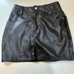 シーイン　SHEIN Petite ストレッチレザー風 ミニスカート 黒 XXS 小さいサイズ