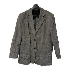 C441 HERITANOVUM（ヘリテノーム）リネンジャケット テーラードジャケット グレンチェック柄 クラシックデザイン グレー Fサイズ