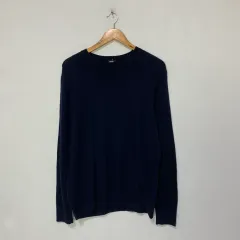 ヴィンテージ UNIQLO ユニクロ カシミア ネック ネイビー 100 ラウンドネック レディース L メンズ M