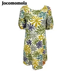 【美品】Jocomomola 半袖ワンピース 42 花柄 ボタニカル