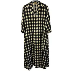 C441 UNITED ARROWS（ユナイテッドアローズ）ギンガムチェック柄 ロングワンピース 36サイズ ブラック ホワイト カジュアル