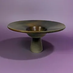 【良品】池坊 花器 陶器 光山 10-74 直径約32cm 花瓶 華道 生け花 フラワーベース 大型 平皿型 立花 自由花 アレンジメント