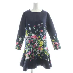 チェスティ Chesty ワンピース 1 紺 ネイビー マルチカラー 花柄 長袖 ラウンドネック /AP
