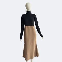 NOBLE ノーブル カラーブロックニットワンピース タートルネック