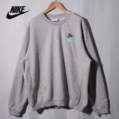 ナイキ NIKE スウェット XL 相当 表記 XXL グレー スウッシュ ロゴ刺繍 裏毛 パイル クレイジーパターン ユニセックス ストリート オーバーサイズ 古着 K722