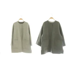 ユナイテッドアローズ UNITED ARROWS バイカラー リバー ミドルコート ノーカラーコート 36 グレー /DF ■OS