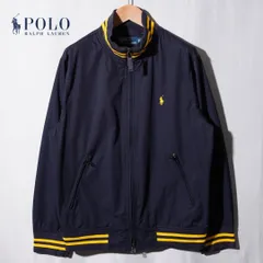 ポロラルフローレン Polo by Ralph Lauren ナイロンジャケット ブルゾン L ネイビー イエロー ロゴ刺繍 90s 00s スイングトップ ヴィンテージ Vintage アメカジ ストリート Y2K 古着 J220