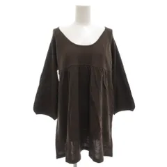 グリーンノート gree*n[nout] タグ付き ニットチュニック カットソー 五分袖 大きいサイズ 15 茶 ブラウン /GV