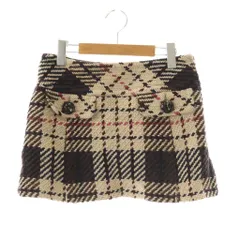 バーバリーブルーレーベル BURBERRY BLUE LABEL チェックニットミニスカート 台形スカート 38 ベージュ /DF ■OS ■SH
