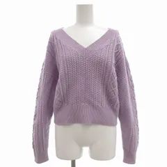 B&Y ユナイテッドアローズ BEAUTY&YOUTH ビューティー&ユース ウールケーブルショートVネックニットプルオーバー セーター F 紫 パープル /UO ■GY39