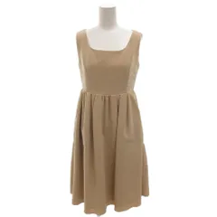 フォクシーニューヨーク FOXEY NEW YORK タグ付き ワンピース 38 ベージュ スクエアネック ギャザー ノースリーブ ひざ丈 38330 /FF ■GY62