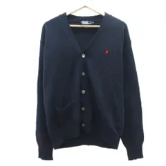ポロ バイ ラルフローレン Polo by Ralph Lauren カーディガン ミドル丈 M 紺 Vネック KR-RL-LS-0240 /SY26 ■GY61
