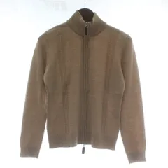 アクアスキュータム AQUASCUTUM カーディガン ニット ウール シルク混 カシミヤ混 長袖 ハイネック ジップアップ 9 茶色 ブラウン /XZ ■GY57