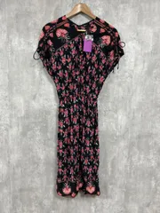 美品 Velnica ヴェルニカ 総柄 花柄 Iライン ワンピース size11号/黒 ■◆ レディース