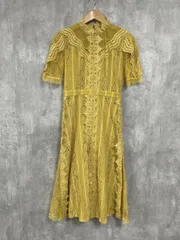 vin ヴァン 総レース お呼ばれドレス 二次会 パーティー 結婚式二次会 ドレス ワンピース sizeM/黄 ■◆ レディース
