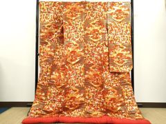 平和屋着物◎六通柄袋帯 九百錦織 人物風景花松文 プラチナ二重箔 正絹