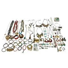 ★ インディアンジュエリー風 アクセサリー 83点 まとめ商品 ブレスレット ネックレス ピアス イヤリング ブローチ 他  現状品 1.7kg