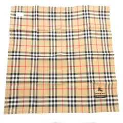 バーバリー ロンドン BURBERRY LONDON ノバチェックハンカチ ホースロゴ刺繍 コットン ベージュ /GV ■GY17