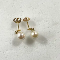 ★  K18刻印 18金 ゴールド パール飾り付きピアス 両耳ピアス ポスト・キャッチ刻印 総重量 1.00g アクセサリー 現状品