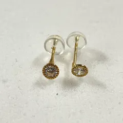 ★  K18刻印 18金 ゴールド スタッドピアス 両耳ピアス クリアストーン ポスト・キャッチ刻印 総重量 0.24g アクセサリー 現状品