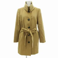 インディヴィ INDIVI ステンカラーコート ミドル丈 ボタンアップ カシミヤ混 41 茶 /JS