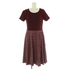 アナイ ANAYI ニットワンピース 膝丈 半袖 ストライプ 36 ボルドー /MY ■OS