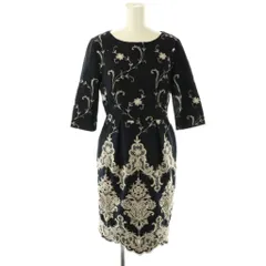 グレースクラス GRACE Class レース ウール ワンピース 七分袖 ミニ 36 黒 ブラック /AT ■OS ■GY48