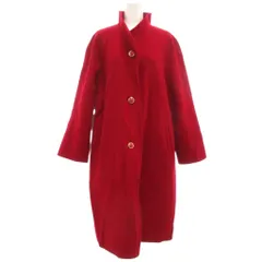 美品 ヴィンテージ ロングコート カシミヤ混スタンドカラー 金縁ボタン F 赤 レッド /YJ ■GY59