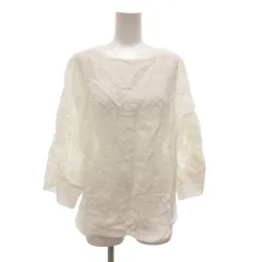 アンタイトル UNTITLED ブラウス シャツ 2 白 ホワイト ラウンドネック 七分袖 総柄 ギャザー袖 /NU ■GY59