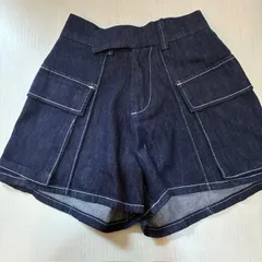 レディーラブレター　LLL Lab　デザイン カーゴ デニムショートパンツ 　濃紺