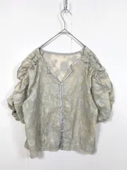 mystic ミスティック MYZ1082104A0003 半袖 パワショル オーガンジー ブラウス シャツ sizeF/ベージュ×グレー ■◆レディース