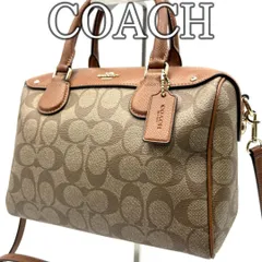 コーチ COACH　シグネチャー PVC レザー ハンドバッグ ミニボストン ブラウン 2WAY ショルダー 馬車ロゴ 通勤 通学 コンパクト 上品 クラシック