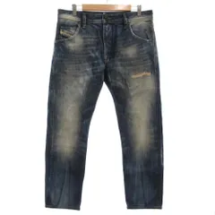 ディーゼル DIESEL KRAYVER スリムテーパード デニムパンツ ジーンズ ジップフライ ダメージ加工 32 インディゴブルー 0834B /GV ■GY19