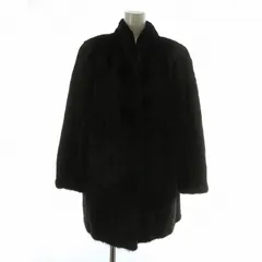 ノーブランド ファーコート アウター 毛皮 ミンク ミドル 肩パッド 裏地刺繍 11 L 茶色 ブラウン /XZ ■GY18