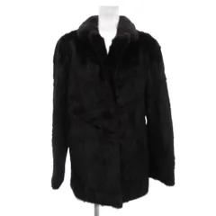 ノーブランド ファーコート ジャケット ミドル丈 ミンク 毛皮 11 ダークブラウン /JS ■GY18