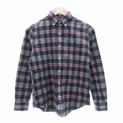 ジムフレックス Gymphlex ネルシャツ 長袖 チェック柄 BD ロゴ刺繍 14 グレー 紺 /JS
