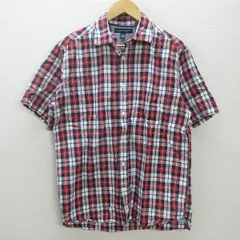 t■トミーヒルフィガー/TOMMY HILFIGER チェック柄 半袖シャツ■赤【 M 】MENS/85【中古】