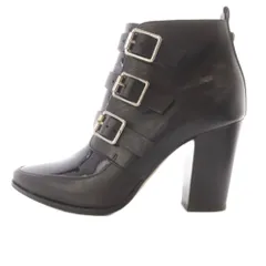 ジミーチュウ JIMMY CHOO ショートブーツ レザー ハイヒール 34.5 黒