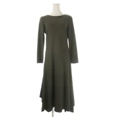 セオリーリュクス theory luxe ワンピース ウール 38 緑 カーキ 長袖 ボートネック アシンメトリーヘム /CK30 ■GY61
