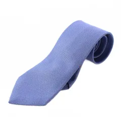 エルメス HERMES ネクタイ レギュラータイ シルク ワンカラー 青 ブルー 233616T /BB ■OH