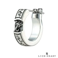 ライオンハート HOWL クロッシングピアス タテガミ カービング シルバー925 フープ ピアス フープピアス 片耳用 1点売り メンズ ブランド LION HEART