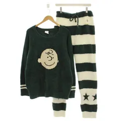 ジェラートピケ gelato pique SNOOPY スヌーピー ルームウェア セットアップ ボーダー 長袖 パンツ 緑 グリーン /☆G 